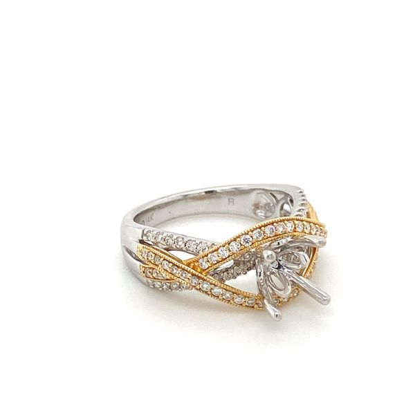 14Kt White & Yellow Gold Diamond Crossover Semi Mount Ring Image 2 Lake Oswego Jewelers Lake Oswego, OR