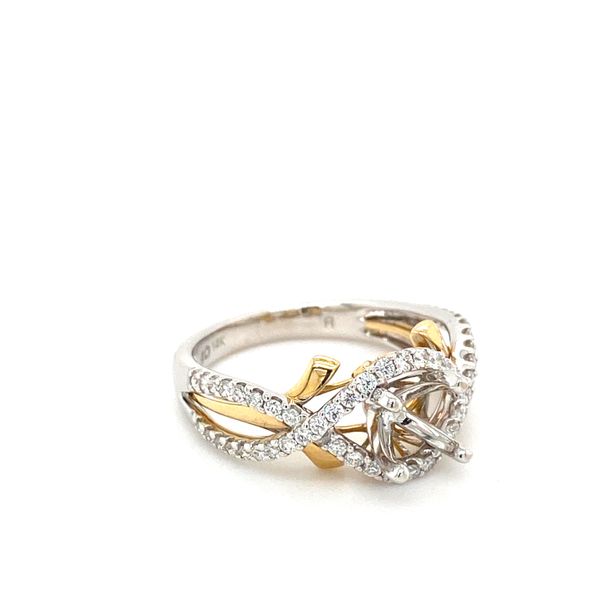 14Kt White & Yellow Gold Diamond Crossover Semi Mount Ring Image 2 Lake Oswego Jewelers Lake Oswego, OR