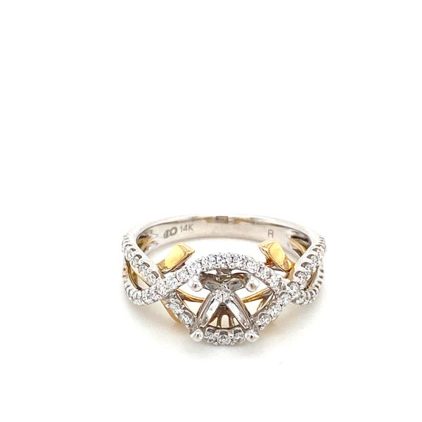 14Kt White & Yellow Gold Diamond Crossover Semi Mount Ring Lake Oswego Jewelers Lake Oswego, OR