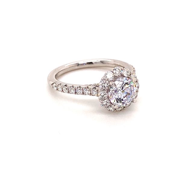 14Kt White Gold Diamond Round Halo Cathedral Semi-Mount Engagement Ring Image 2 Lake Oswego Jewelers Lake Oswego, OR