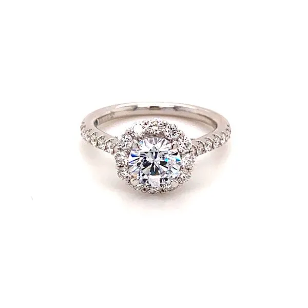 14Kt White Gold Diamond Round Halo Cathedral Semi-Mount Engagement Ring Lake Oswego Jewelers Lake Oswego, OR