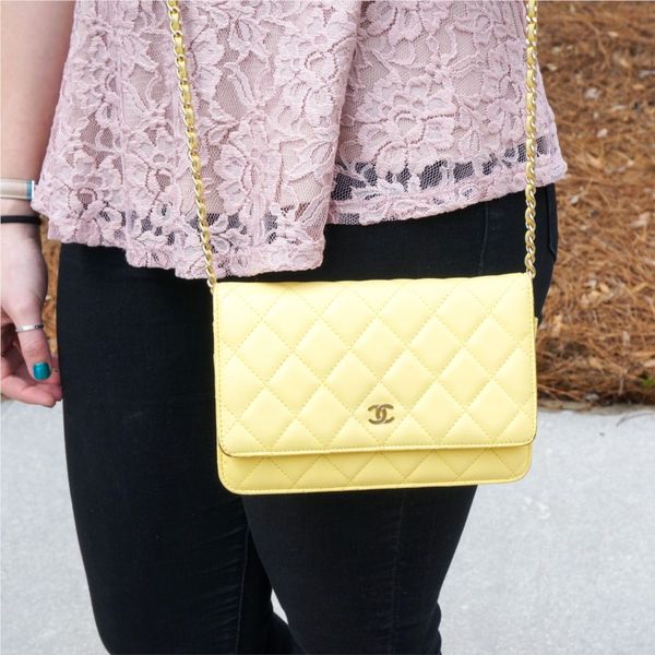 Chanel WOC Yellow Lambskin Handbag Lumina Gem Wilmington, NC