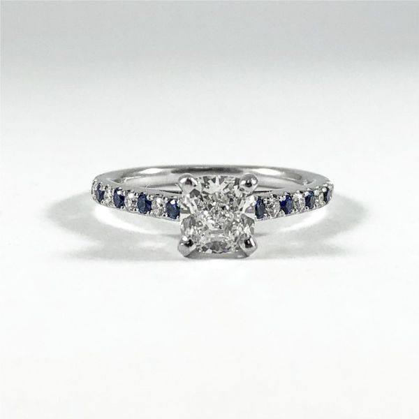 1.01ct Cushion Cut Diamond and Sapphire Ring - G Color SI1 Clarity - GIA Certified Lumina Gem Wilmington, NC