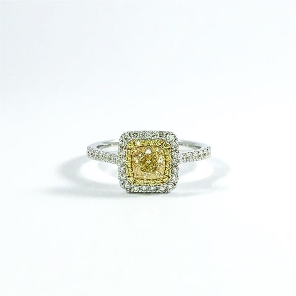 .65ct Radiant Cut Fancy Yellow Diamond Engagement Ring Lumina Gem Wilmington, NC