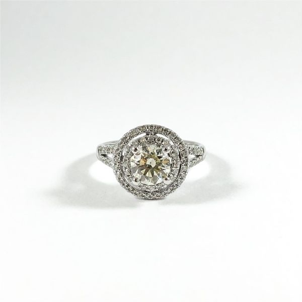 1.01ct Round Diamond Double Halo Engagement Ring - J Color SI1 Clarity Lumina Gem Wilmington, NC