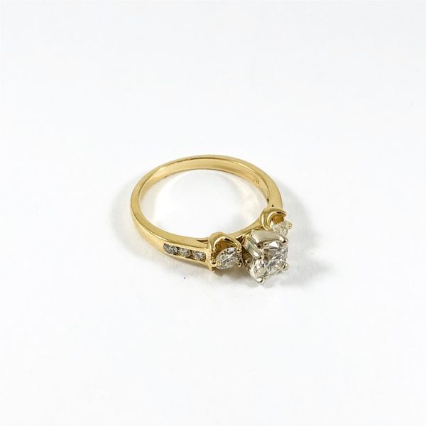 Three Stone Diamond Ring in a Diamond and Yellow Gold Setting Image 2 Lumina Gem Wilmington, NC