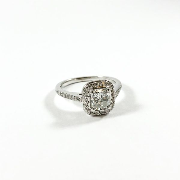 .90ctw Cushion Cut Diamond Engagement Ring - Diamond Halo and White Gold Setting - E Color VS2 Clarity Image 2 Lumina Gem Wilmington, NC