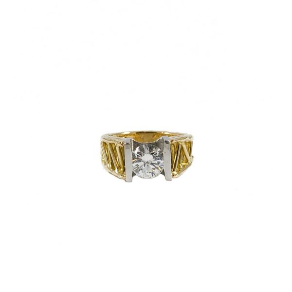 1.66ct Round Diamond Engagement Ring in an 18k Yellow Gold and Platinum Setting Lumina Gem Wilmington, NC