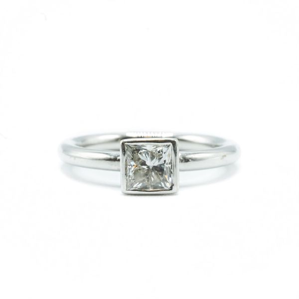 .96ct Princess Cut Bezel Set Engagement Ring - G Color SI1 Clarity - White Gold Lumina Gem Wilmington, NC