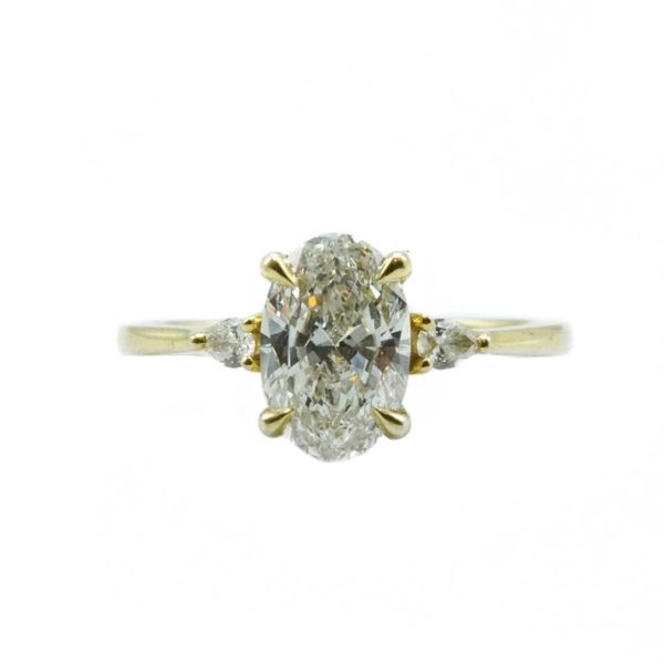 1.5ct Oval Diamond in a Diamond and Yellow Gold Setting - Engagement Ring - E Color VVS2 Clarity Lumina Gem Wilmington, NC