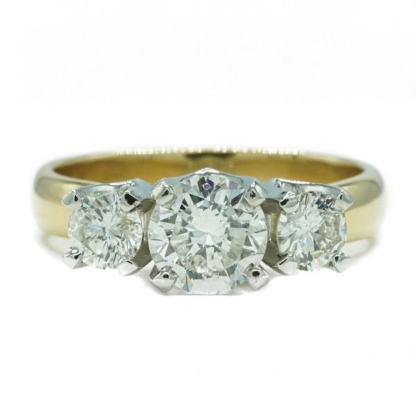 .72ct Round Center 3 Stone Diamond Engagement Ring - Two Tone Gold Lumina Gem Wilmington, NC