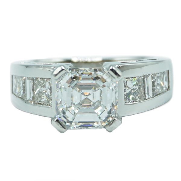 2.51ct Asscher Cut Diamond in a Diamond and Platinum Setting - E Color VS2 Clarity Lumina Gem Wilmington, NC