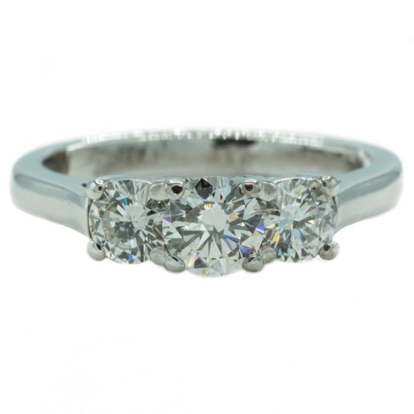 1ctw Three Stone Diamond Engagement Ring - 18k White Gold Lumina Gem Wilmington, NC
