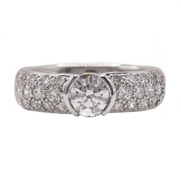 Tiffany and Co .78ct Round Diamond in a .85ctw Diamond and Platinum Setting Lumina Gem Wilmington, NC
