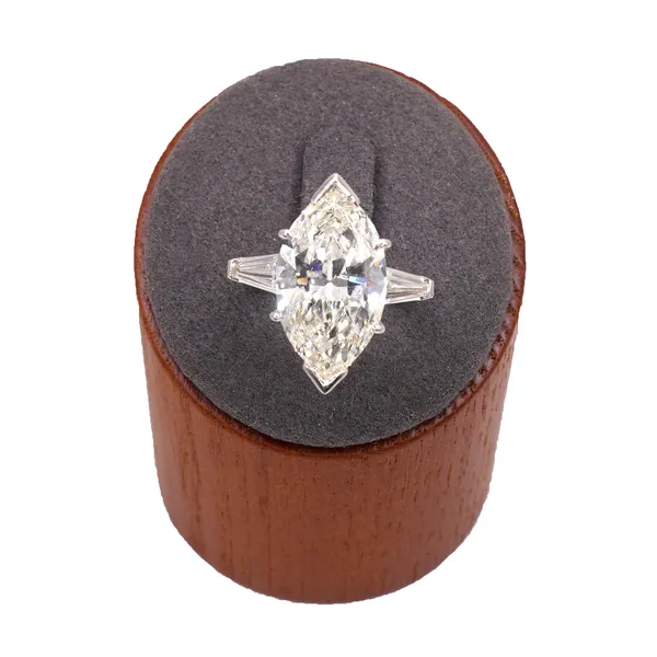 6.18ct Natural Marquise Diamond Ring with a .70ctw Diamond and Platinum Setting Image 4 Lumina Gem Wilmington, NC