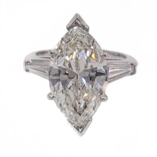 6.18ct Natural Marquise Diamond Ring with a .70ctw Diamond and Platinum Setting Image 5 Lumina Gem Wilmington, NC