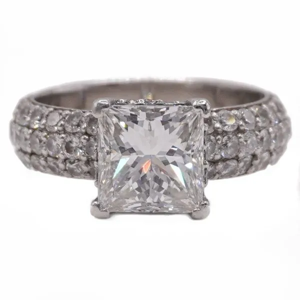 2.5ct Princess Cut Diamond in a Diamond and Platinum Setting Engagement Ring Lumina Gem Hampstead, NC