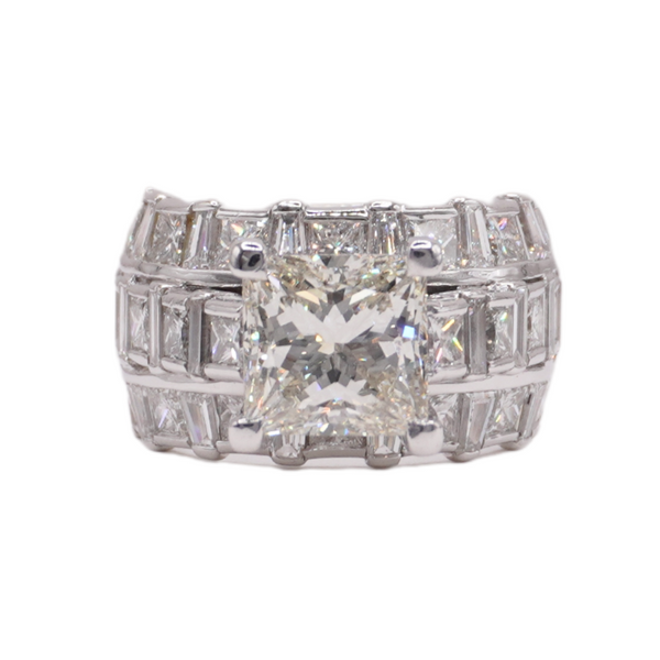 3.46ct Princess Cut Diamond in a 4.55ctw Diamond and 18k White Gold Setting - Diamond Engagement Ring Lumina Gem Wilmington, NC