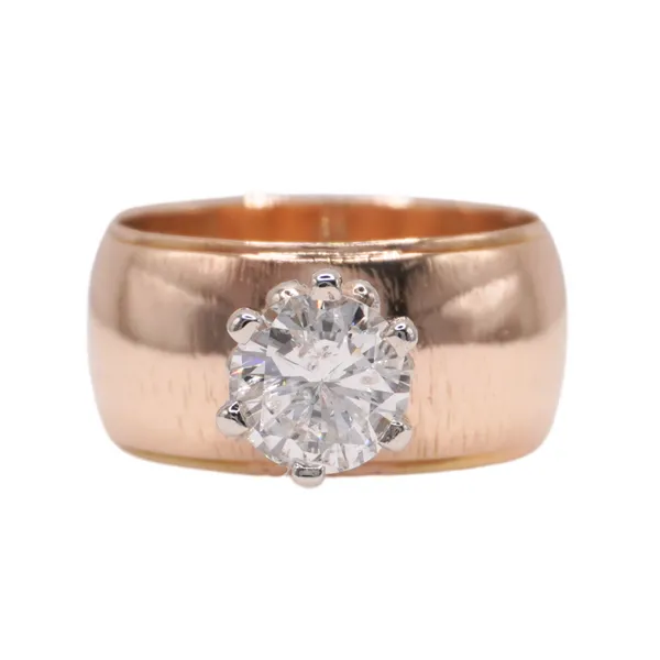 1.45ct Round Diamond and 14k Yellow Gold Wide Ring Lumina Gem Hampstead, NC