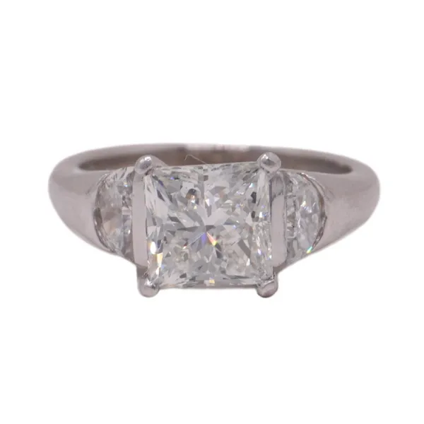 2ct Princess Cut Diamond and .50ctw Half Moon Diamond Ring in Platinum Lumina Gem Hampstead, NC