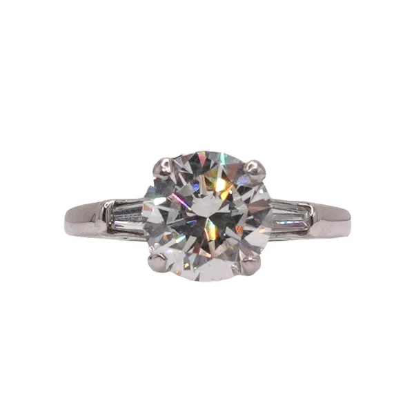 2.05ct Round Diamond with .24ctw Baguette Diamond Ring Lumina Gem Hampstead, NC