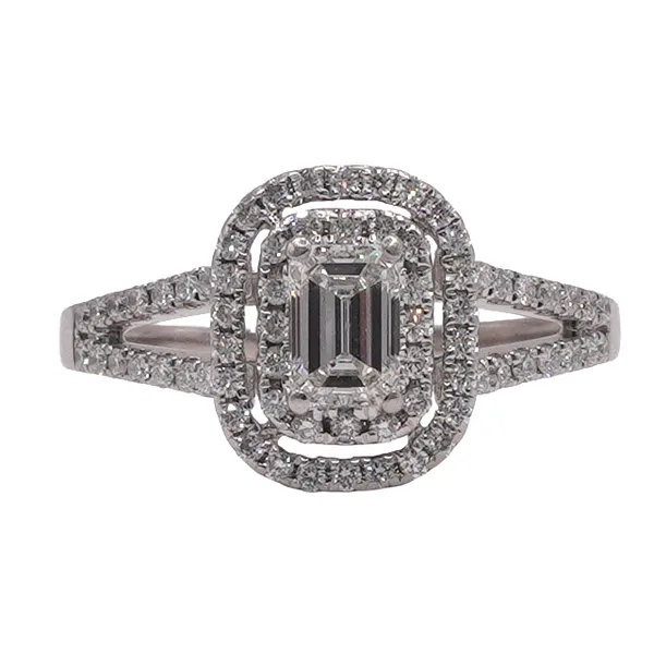 .70ctw Emerald Cut Double Halo Ring- Platinum Lumina Gem Hampstead, NC
