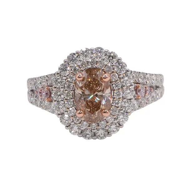 1ct Oval Fawn Colored Diamond in a 1.25ctw diamond setting- 14k White Gold Lumina Gem Hampstead, NC