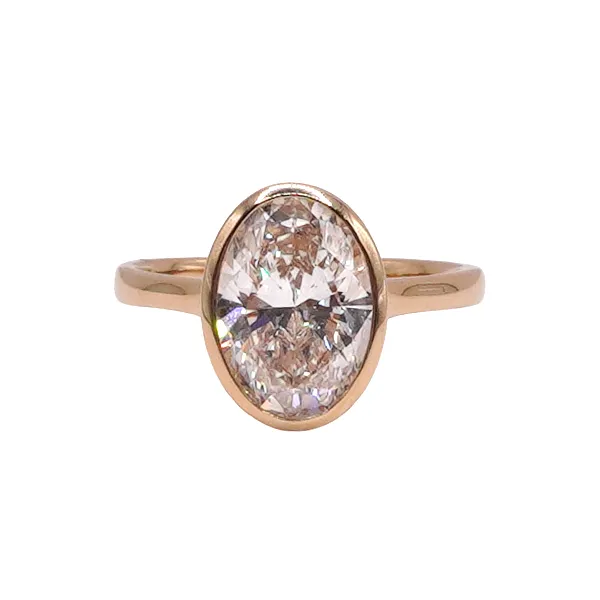 3.07ct Oval Lab Grown Diamond Bezel Set Ring- 14k Yellow Gold Lumina Gem Wilmington, NC