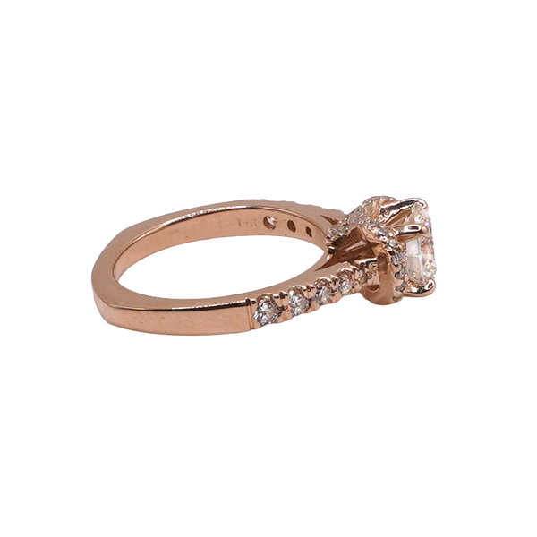 .96ct Round Diamond in a Diamond Setting- 14k Rose Gold Image 2 Lumina Gem Wilmington, NC