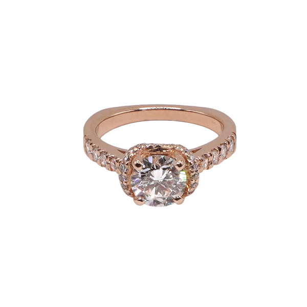 .96ct Round Diamond in a Diamond Setting- 14k Rose Gold Lumina Gem Wilmington, NC