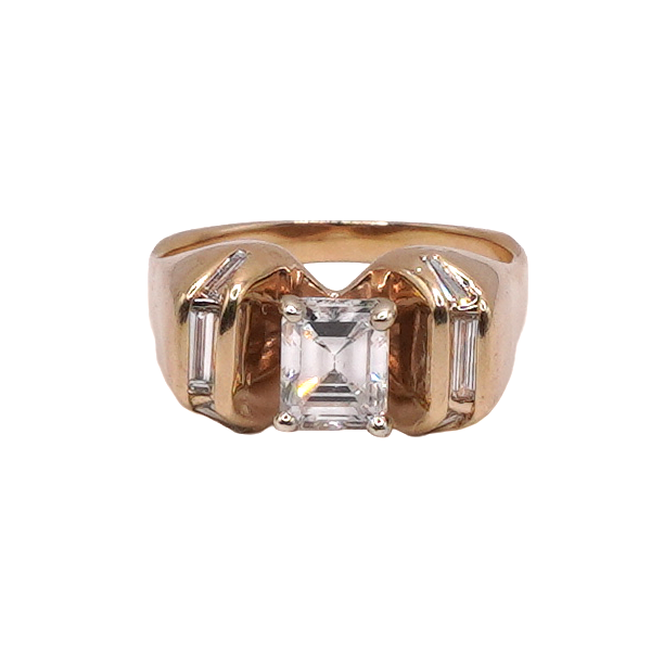 1ct Emerald Cut Diamond Ring with Baguettes- 14k Yellow Gold Lumina Gem Wilmington, NC