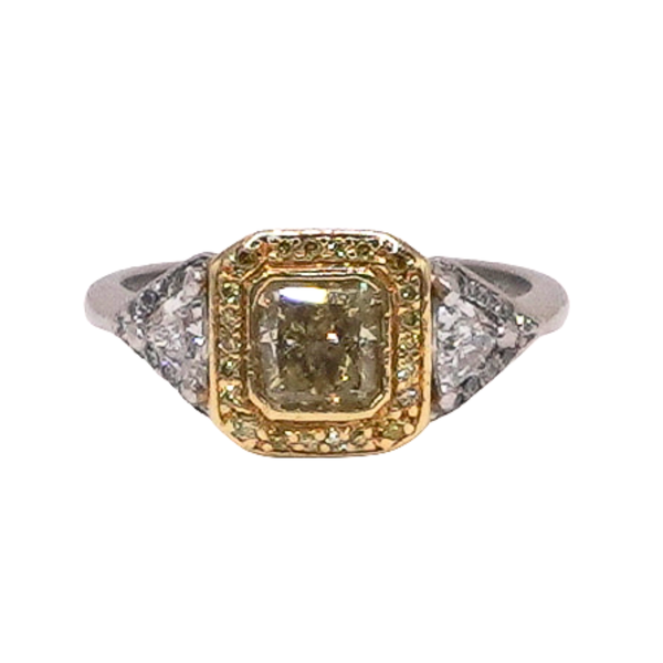 1.06ct Fancy Yellow Diamond and .94ctw Diamonds in a Platinum and 18k Yellow Gold Setting Lumina Gem Wilmington, NC