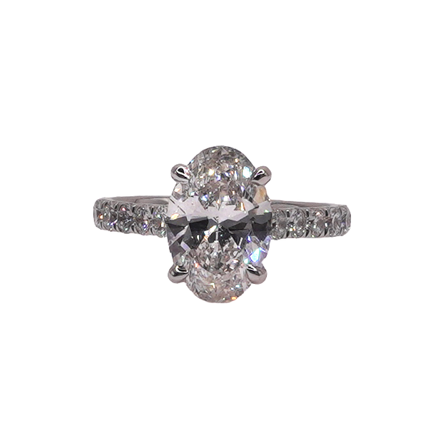 3.02ct Lab Oval Diamond Ring- 14k White Gold Lumina Gem Wilmington, NC