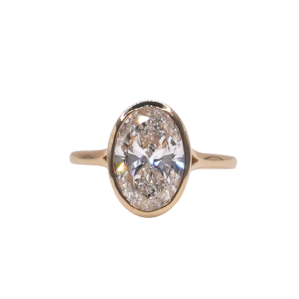 3.01ct Oval Lab Grown Diamond Bezel Set Ring- 14k Yellow Gold Lumina Gem Wilmington, NC