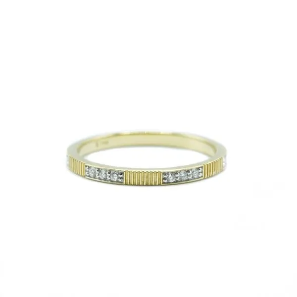 Sloane Street Diamond and Strie Yellow Gold Stackable Band Lumina Gem Wilmington, NC