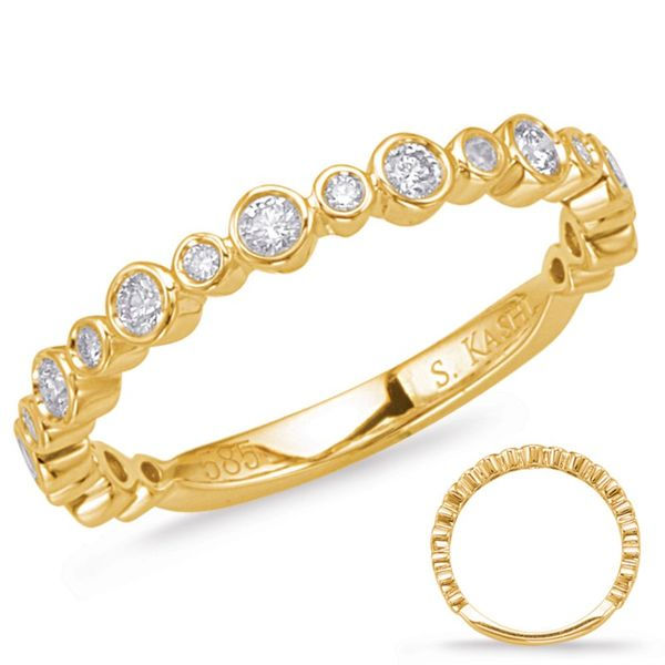 S. Kashi & Sons .31ctw Diamond and Yellow Gold Bezel Set Band Lumina Gem Wilmington, NC