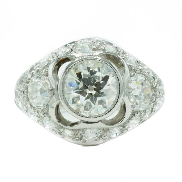 1.25ct H Color SI2 Clarity Old Europen Cut Diamond in a Diamond and Platinum Setting Lumina Gem Wilmington, NC