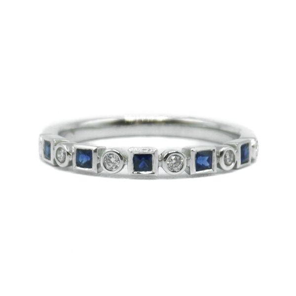 Roman and Jules .07ctw Diamond and .27ctw Sapphire Band in White Gold Lumina Gem Wilmington, NC
