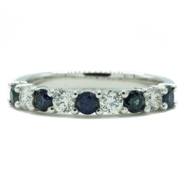 .32ctw Diamond and .50ctw Sapphire Band in 14k White Gold Lumina Gem Wilmington, NC