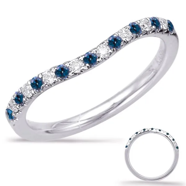 S. Kashi and Sons Sapphire and Diamond Curved Band - 14k White Gold Lumina Gem Wilmington, NC