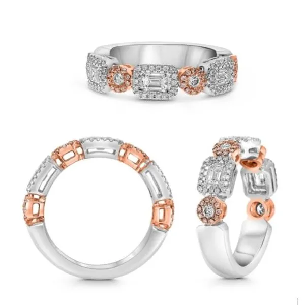 Emerald Cut and Pink Diamond Band- Platinum and 18k Rose Gold Lumina Gem Hampstead, NC