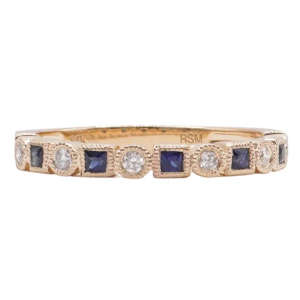 Diamond and Sapphire Band in 14k Yellow Gold Lumina Gem Wilmington, NC