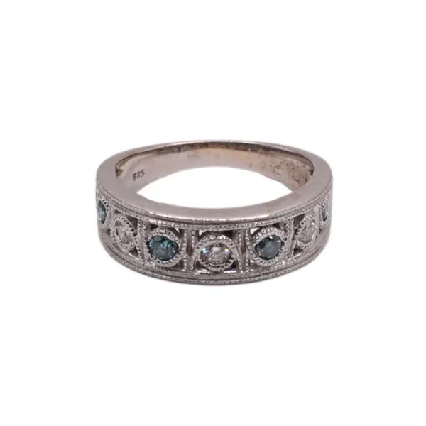 Diamond and Blue Diamond Band-14k White Gold Image 2 Lumina Gem Hampstead, NC