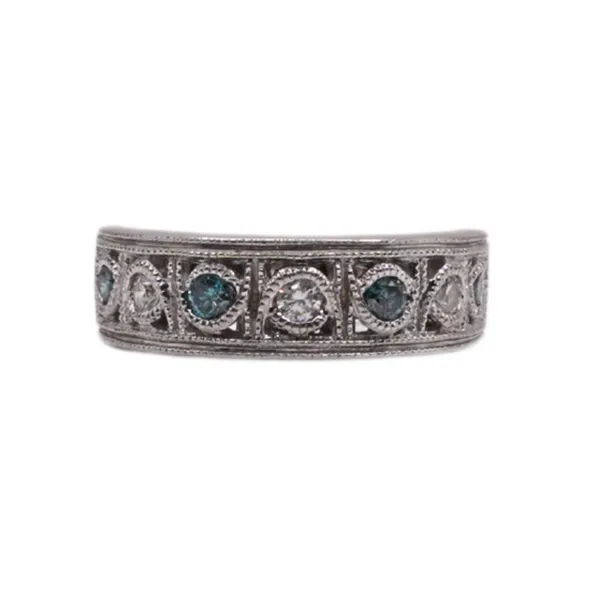 Diamond and Blue Diamond Band-14k White Gold Lumina Gem Hampstead, NC