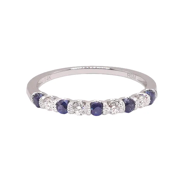 .23ctw Sapphire and .13ctw Diamond Band- 14k White Gold Lumina Gem Hampstead, NC