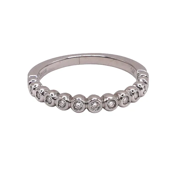 Diamond Bezel Set Milgraind Band- 14k White Gold Lumina Gem Hampstead, NC