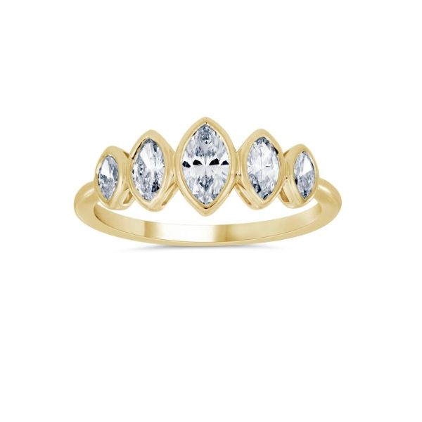 5 Stone Marquise Diamond Band- 14k Yellow Gold Lumina Gem Wilmington, NC
