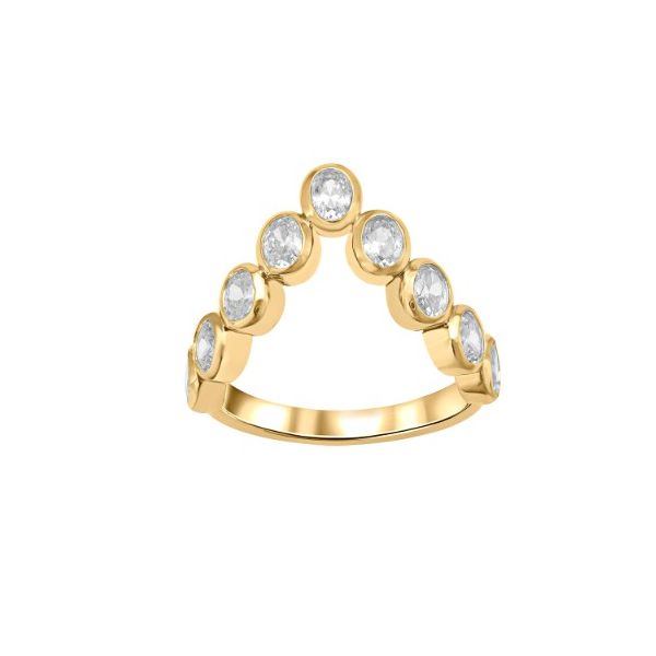 Oval Diamond V Shaped Band- 14k Yellow Gold Lumina Gem Wilmington, NC