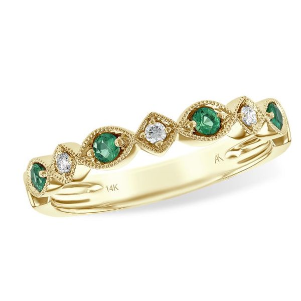 Emerald and Diamond Band- 14k Yellow Gold Lumina Gem Wilmington, NC