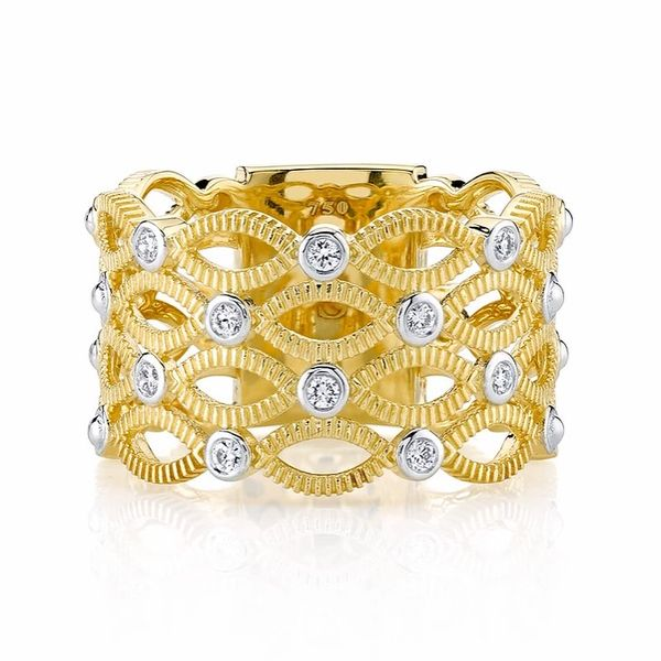 Sloane Street .15ctw Diamond and Strie Yellow Gold Wide Band Lumina Gem Wilmington, NC